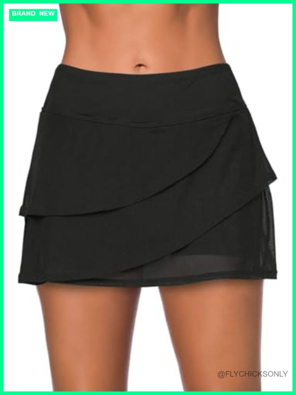 Women's Mesh Ruffle Swim Skirt Layered Swimwear